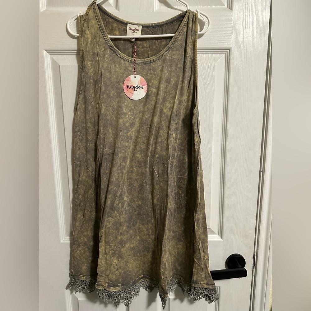 Hayden Sleeveless Dress Gray Marbled/Tie Dye Look with Gray trim NWT Size: XL